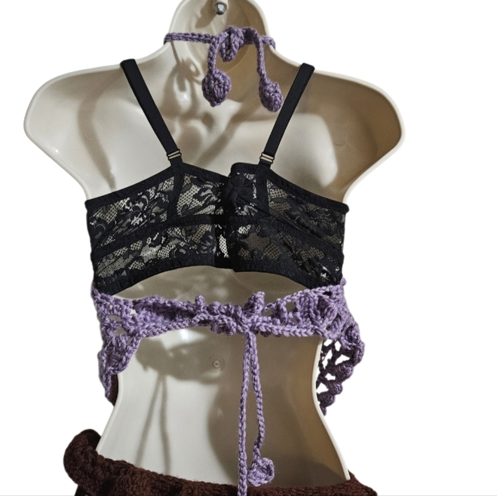 One-of-a-kind Crochet Swim Cover-Up Top Hand Crafted Festival Boho Beachwear - Picture 11 of 17